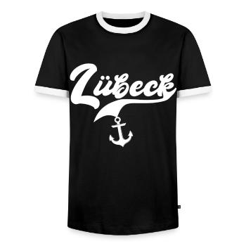 Lübeck Sprüche Hansestadt Luebeck - Männer Kontrast-T-Shirt - Schwarz/Weiß - Vorne - AI Model Female 172 light (172cm) & AI Model Male 178 light (178cm)