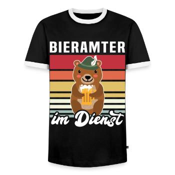 Beamter Bär Bier Biersprüche Biertrinker - Männer Kontrast-T-Shirt - Schwarz/Weiß - Vorne - AI Model Female 172 light (172cm) & AI Model Male 178 light (178cm)