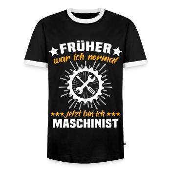 Maschinist Sprüche Maschinenführer - Männer Kontrast-T-Shirt - Schwarz/Weiß - Vorne - AI Model Female 172 light (172cm) & AI Model Male 178 light (178cm)