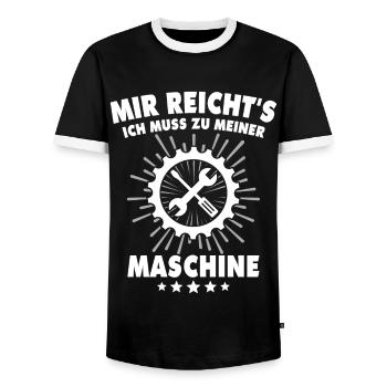 Maschinist Sprüche Maschinenführer - Männer Kontrast-T-Shirt - Schwarz/Weiß - Vorne - AI Model Female 172 light (172cm) & AI Model Male 178 light (178cm)