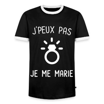 Je peux pas je me marie bague - T-shirt contrasté Homme - noir/blanc - Devant - AI Model Female 172 light (172cm) & AI Model Male 178 light (178cm)