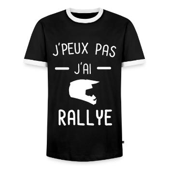 Je peux pas j'ai rallye - T-shirt contrasté Homme - noir/blanc - Devant - AI Model Female 172 light (172cm) & AI Model Male 178 light (178cm)