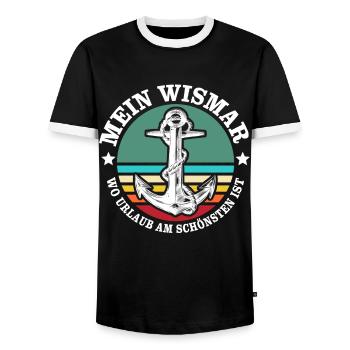 Wismar Ostsee Wismarer Urlaub - Männer Kontrast-T-Shirt - Schwarz/Weiß - Vorne - AI Model Female 172 light (172cm) & AI Model Male 178 light (178cm)