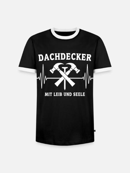 Dachdecker EKG Dachdecken Herzlinie - Männer Kontrast-T-Shirt - Schwarz/Weiß
