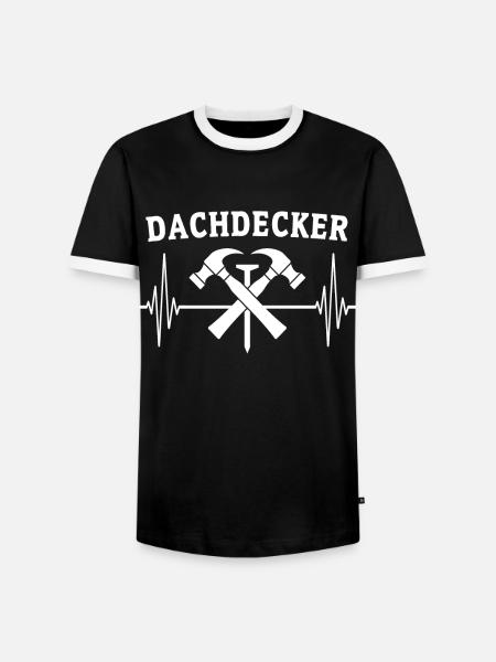 Dachdecker EKG Dachdecken Herzlinie - Männer Kontrast-T-Shirt - Schwarz/Weiß
