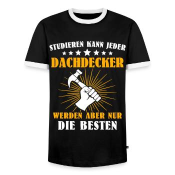 Dachdecker Handwerker Dachdecken - Männer Kontrast-T-Shirt - Schwarz/Weiß - Vorne - AI Model Female 172 light (172cm) & AI Model Male 178 light (178cm)