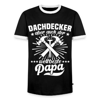 Dachdecker Papa - Männer Kontrast-T-Shirt - Schwarz/Weiß - Vorne - AI Model Female 172 light (172cm) & AI Model Male 178 light (178cm)