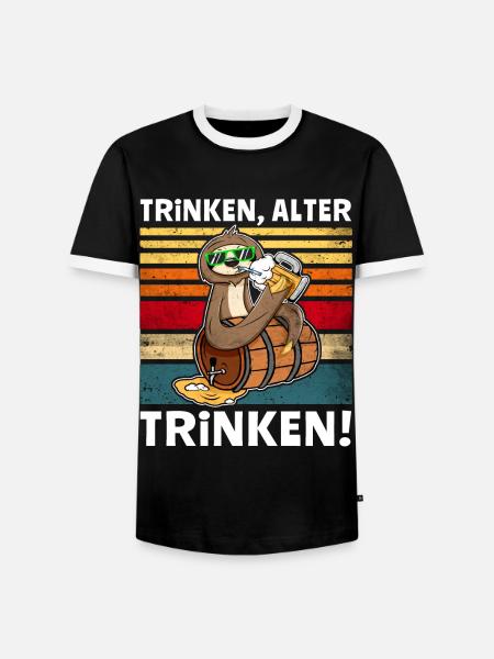 Bier Trinken Faultier Trinksprüche - Männer Kontrast-T-Shirt - Schwarz/Weiß