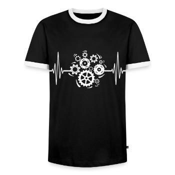 Maschinist EKG Maschinenführer Herzlinie - Männer Kontrast-T-Shirt - Schwarz/Weiß - Vorne - AI Model Female 172 light (172cm) & AI Model Male 178 light (178cm)