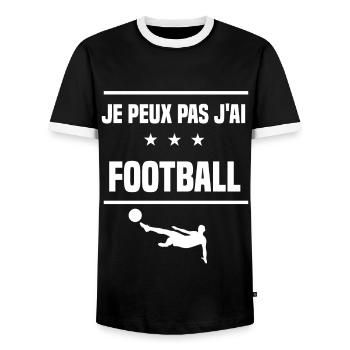 Je Peux Pas J'ai football foot humour footballeur - T-shirt contrasté Homme - noir/blanc - Devant - AI Model Female 172 light (172cm) & AI Model Male 178 light (178cm)