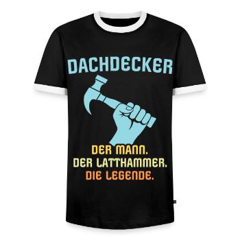 Dachdecker Dachspengler Legende Dachklempner - Männer Kontrast-T-Shirt - Schwarz/Weiß - Vorne - AI Model Female 172 light (172cm) & AI Model Male 178 light (178cm)