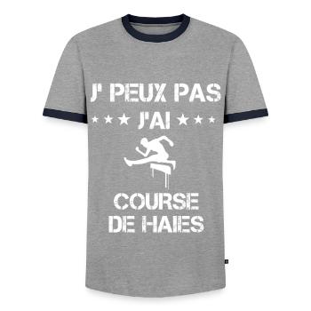 Je peux pas j'ai course de haies cadeau athlète - T-shirt contrasté Homme - gris/marine  - Devant - AI Model Female 172 light (172cm) & AI Model Male 178 light (178cm)