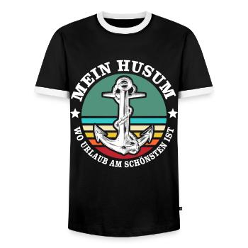 Husum Souvenir Husumer - Männer Kontrast-T-Shirt - Schwarz/Weiß - Vorne - AI Model Female 172 light (172cm) & AI Model Male 178 light (178cm)