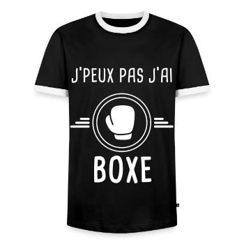 boxe je peux pas j'ai boxe gants boxeur - T-shirt contrasté Homme - noir/blanc - Devant - AI Model Female 172 light (172cm) & AI Model Male 178 light (178cm)