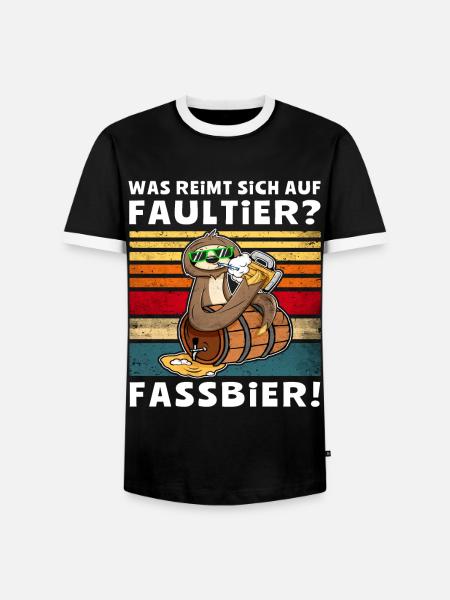 Bier Faultier Trinksprüche - Männer Kontrast-T-Shirt - Schwarz/Weiß