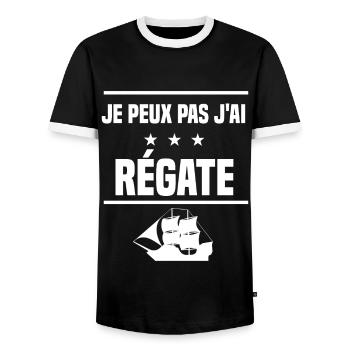 je peux pas j'ai régate humour bateau - T-shirt contrasté Homme - noir/blanc - Devant - AI Model Female 172 light (172cm) & AI Model Male 178 light (178cm)
