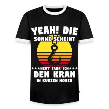 Kranführer Sprüche Kran Kranfahrer - Männer Kontrast-T-Shirt - Schwarz/Weiß - Vorne - AI Model Female 172 light (172cm) & AI Model Male 178 light (178cm)