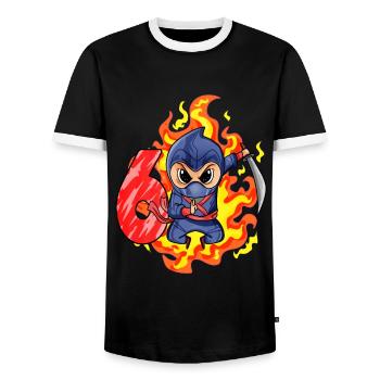 6th Birthday Boy 6 years old Ninja - Men's Ringer Shirt - black/white - Front - AI Model Female 172 light (172cm) & AI Model Male 178 light (178cm)