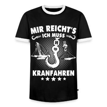 Kranführer Kran Kranfahrer - Männer Kontrast-T-Shirt - Schwarz/Weiß - Vorne - AI Model Female 172 light (172cm) & AI Model Male 178 light (178cm)