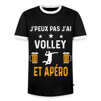 je peux pas j'ai volley et apéro volley - T-shirt contrasté Homme - noir/blanc - Devant - AI Model Female 172 light (172cm) & AI Model Male 178 light (178cm)