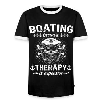 Captain Boating Therapy - Männer Kontrast-T-Shirt - Schwarz/Weiß - Vorne - AI Model Female 172 light (172cm) & AI Model Male 178 light (178cm)