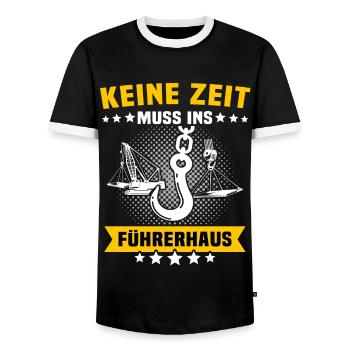 Kranführer Kran Kranfahrer - Männer Kontrast-T-Shirt - Schwarz/Weiß - Vorne - AI Model Female 172 light (172cm) & AI Model Male 178 light (178cm)