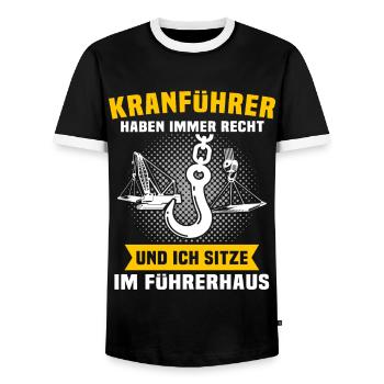 Kranführer Kran Kranfahrer - Männer Kontrast-T-Shirt - Schwarz/Weiß - Vorne - AI Model Female 172 light (172cm) & AI Model Male 178 light (178cm)