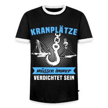 Kranführer Kran Kranfahrer - Männer Kontrast-T-Shirt - Schwarz/Weiß - Vorne - AI Model Female 172 light (172cm) & AI Model Male 178 light (178cm)