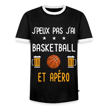 je peux pas j'ai basketball apéro - T-shirt contrasté Homme - noir/blanc - Devant - AI Model Female 172 light (172cm) & AI Model Male 178 light (178cm)
