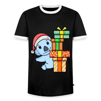 Koala de Noël avec cadeaux - T-shirt contrasté Homme - noir/blanc - Devant - AI Model Female 172 light (172cm) & AI Model Male 178 light (178cm)