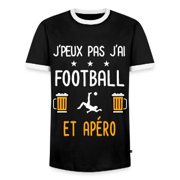 je peux pas j'ai football apéro - T-shirt contrasté Homme - noir/blanc - Devant - AI Model Female 172 light (172cm) & AI Model Male 178 light (178cm)