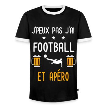 je peux pas j'ai football foot apéro - T-shirt contrasté Homme - noir/blanc - Devant - AI Model Female 172 light (172cm) & AI Model Male 178 light (178cm)