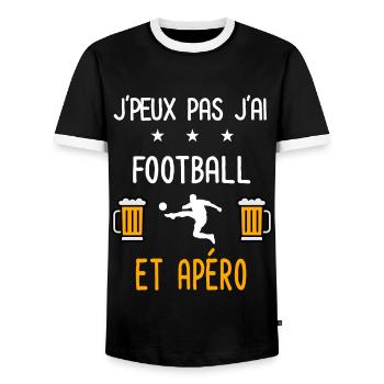 je peux pas j'ai football sport apéro - T-shirt contrasté Homme - noir/blanc - Devant - AI Model Female 172 light (172cm) & AI Model Male 178 light (178cm)