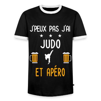 je peux pas j'ai judo apéro - T-shirt contrasté Homme - noir/blanc - Devant - AI Model Female 172 light (172cm) & AI Model Male 178 light (178cm)