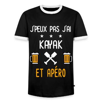 je peux pas j'ai kayak rame apéro - T-shirt contrasté Homme - noir/blanc - Devant - AI Model Female 172 light (172cm) & AI Model Male 178 light (178cm)