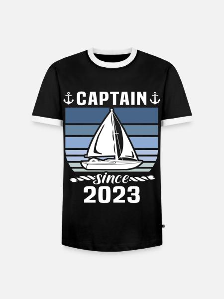 Kapitän 2023 Bootsführerschein Boot - Männer Kontrast-T-Shirt - Schwarz/Weiß