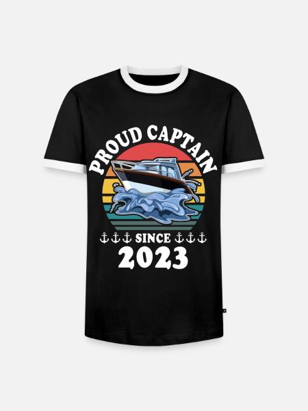 Kapitän 2023 Bootsführerschein Boot - Männer Kontrast-T-Shirt - Schwarz/Weiß