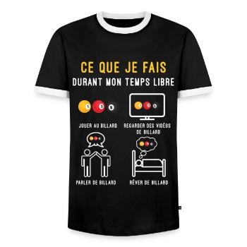 billard boules temps libre cadeau billardiste - T-shirt contrasté Homme - noir/blanc - Devant - AI Model Female 172 light (172cm) & AI Model Male 178 light (178cm)
