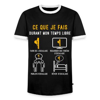 escalade grimper temps libre cadeau grimpeur - T-shirt contrasté Homme - noir/blanc - Devant - AI Model Female 172 light (172cm) & AI Model Male 178 light (178cm)