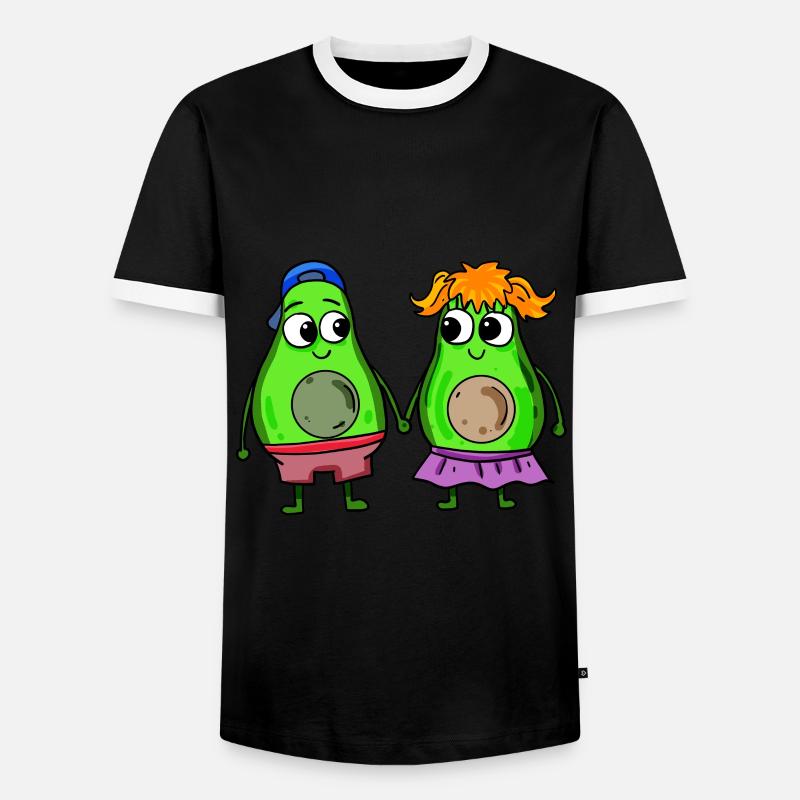 Avocado Paar - Männer Kontrast-T-Shirt - Schwarz/Weiß
