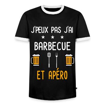je peux pas barbecue ustensiles - T-shirt contrasté Homme - noir/blanc - Devant - AI Model Female 172 light (172cm) & AI Model Male 178 light (178cm)