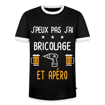 je peux pas bricolage perceuse - T-shirt contrasté Homme - noir/blanc - Devant - AI Model Female 172 light (172cm) & AI Model Male 178 light (178cm)