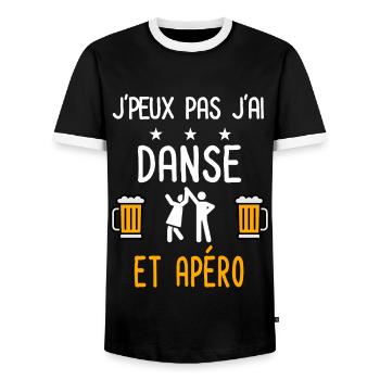 je peux pas danse couple - T-shirt contrasté Homme - noir/blanc - Devant - AI Model Female 172 light (172cm) & AI Model Male 178 light (178cm)
