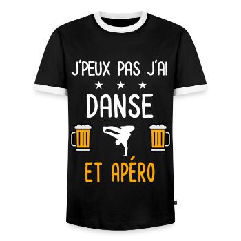 je peux pas danse danceur - T-shirt contrasté Homme - noir/blanc - Devant - AI Model Female 172 light (172cm) & AI Model Male 178 light (178cm)