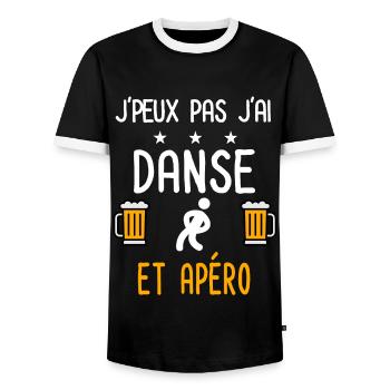je peux pas danse music - T-shirt contrasté Homme - noir/blanc - Devant - AI Model Female 172 light (172cm) & AI Model Male 178 light (178cm)