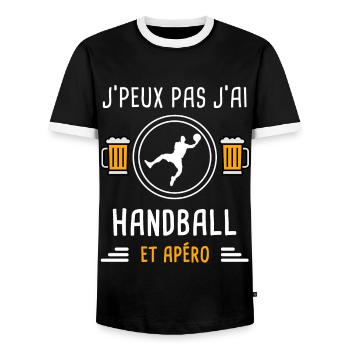 je peux pas j'ai handball sport apéro cadeau - T-shirt contrasté Homme - noir/blanc - Devant - AI Model Female 172 light (172cm) & AI Model Male 178 light (178cm)