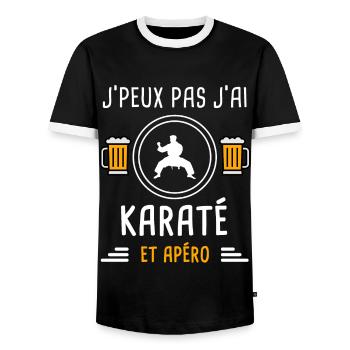 je peux pas j'ai karaté apéro cadeau - T-shirt contrasté Homme - noir/blanc - Devant - AI Model Female 172 light (172cm) & AI Model Male 178 light (178cm)