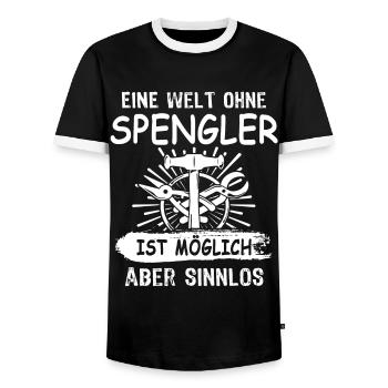 Spengler Bauspengler Karrosseriespengler - Männer Kontrast-T-Shirt - Schwarz/Weiß - Vorne - AI Model Female 172 light (172cm) & AI Model Male 178 light (178cm)