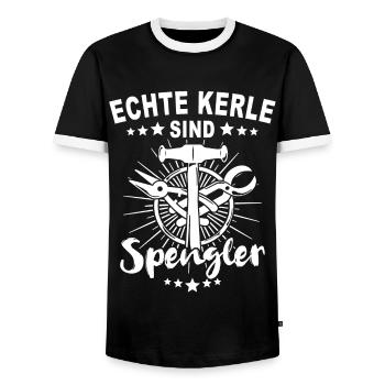 Spengler Beruf Karosseriespengler Sprüche - Männer Kontrast-T-Shirt - Schwarz/Weiß - Vorne - AI Model Female 172 light (172cm) & AI Model Male 178 light (178cm)
