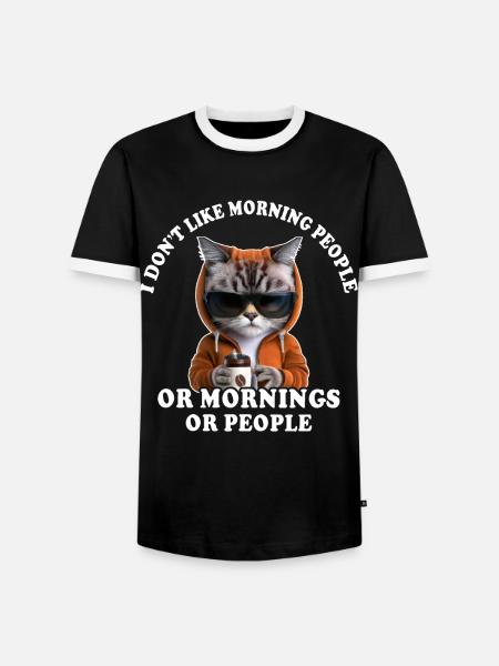 Morgenmuffel Kaffeetrinker Katze Kaffee - Männer Kontrast-T-Shirt - Schwarz/Weiß